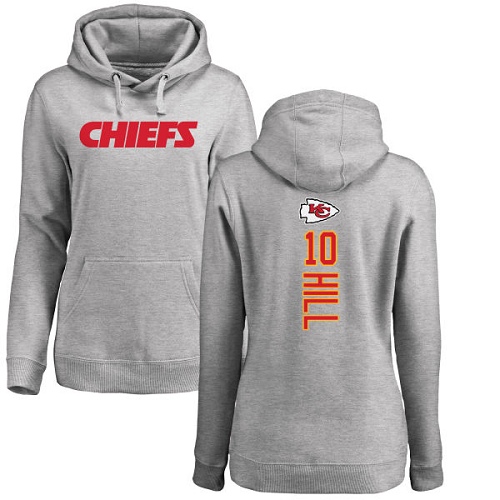 Women Football Kansas City Chiefs #10 Hill Tyreek Ash Backer Pullover Hoodie->women nfl jersey->Women Jersey